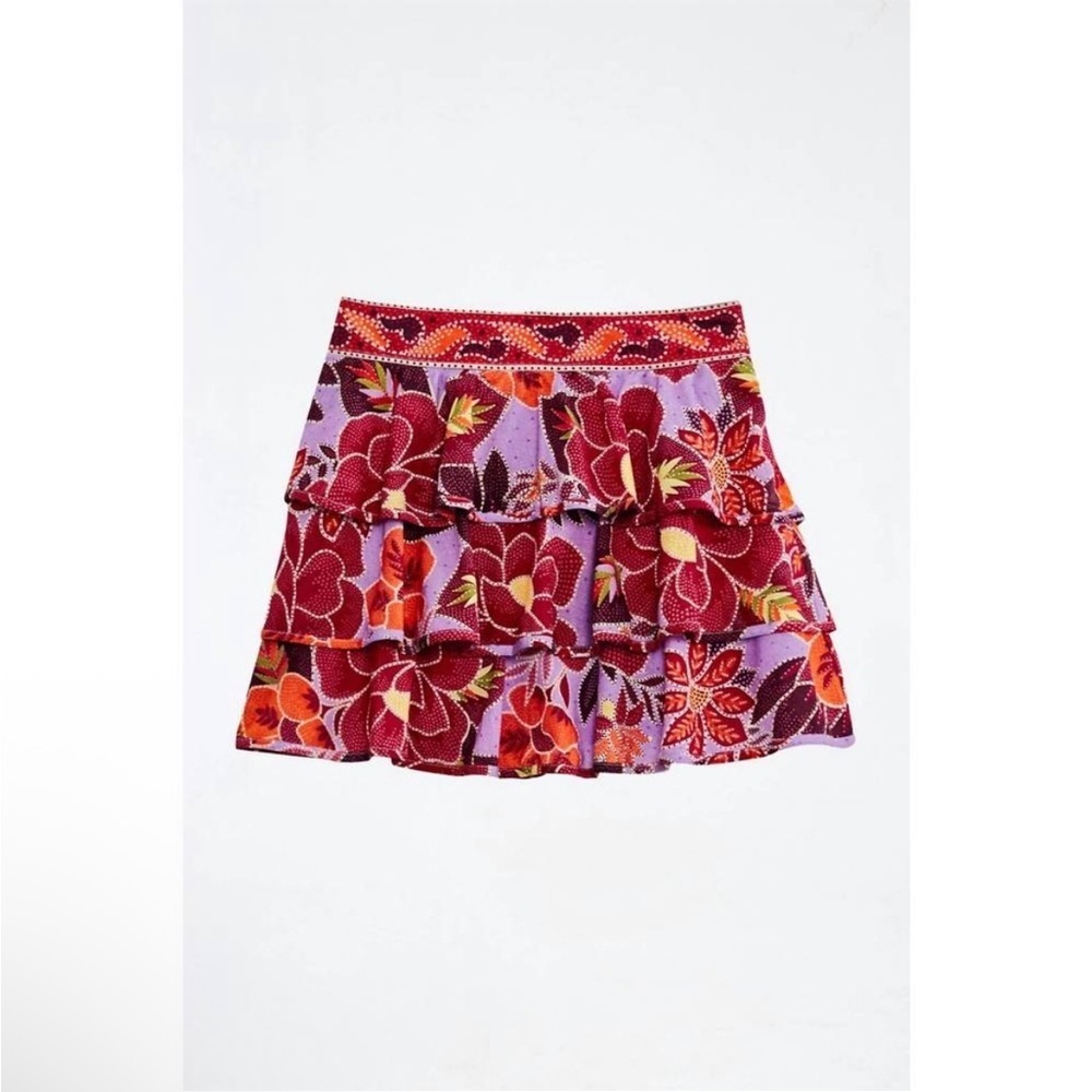 Farm Rio Sweet Floral Lilac XS miniskirt purple pink red new with tags - Picture 3 of 11